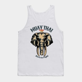 Vintage Muay Thai Tattoo Elephant Born to Fight Tank Top